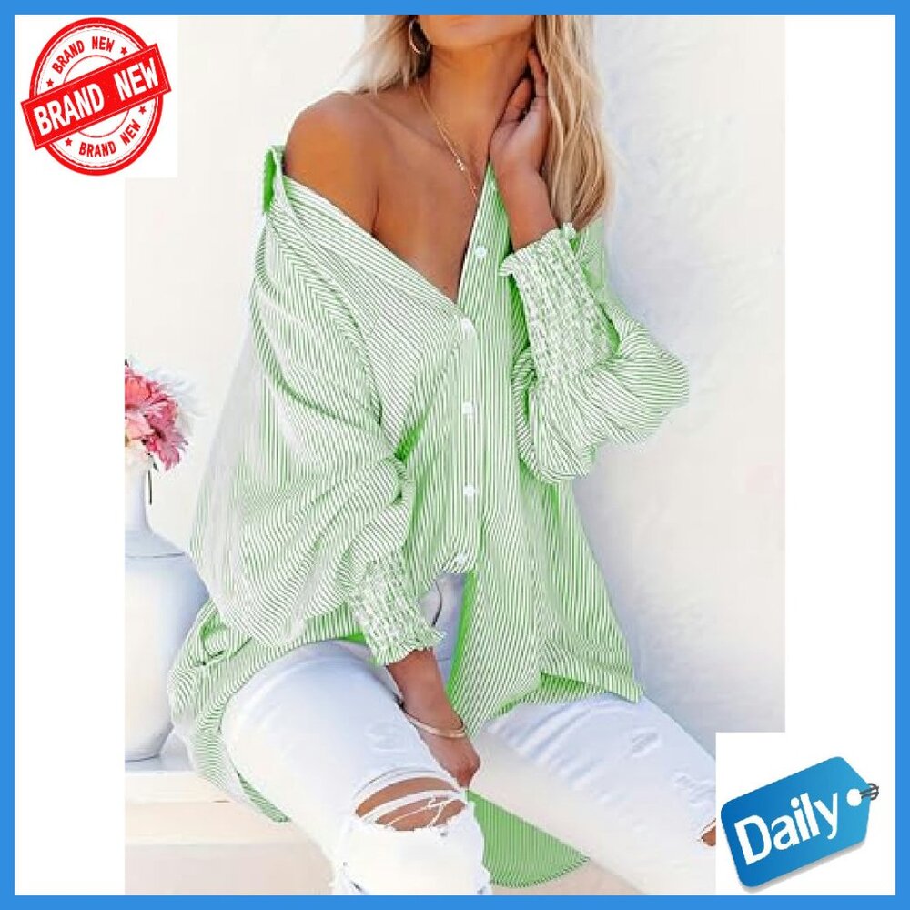 Oversized Wrinkle-Resistant Button-Down Shirt Wit… - image 5